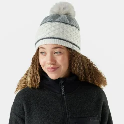 Cable Knit Colorblock Pom Beanie