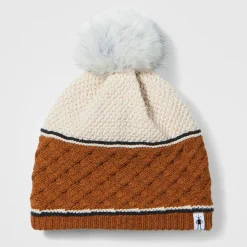 Cable Knit Colorblock Pom Beanie