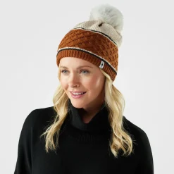 Cable Knit Colorblock Pom Beanie