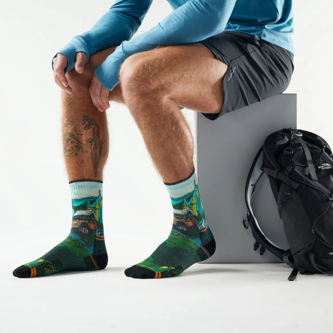 Hike Trail Trekker Print Crew Socks