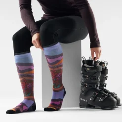 Women's Ski Floral Field Print Over The Calf Socks