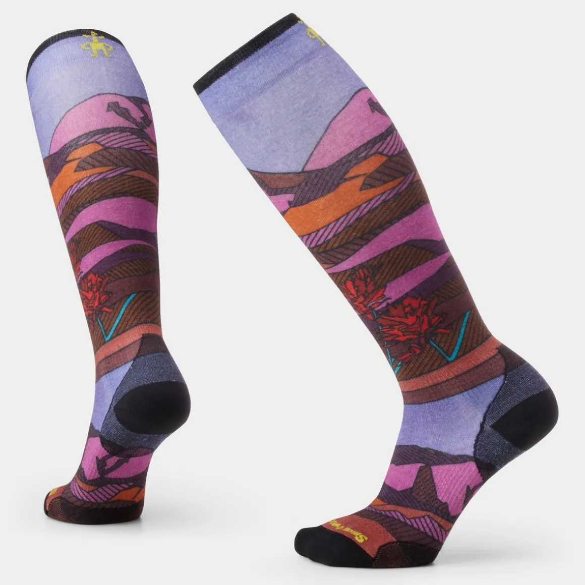 Women's Ski Floral Field Print Over The Calf Socks