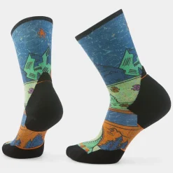 Women's Trail Run Mountain Print Crew Socks
