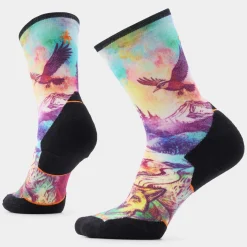 Women's Trail Run Serene Peak Print Crew Socks
